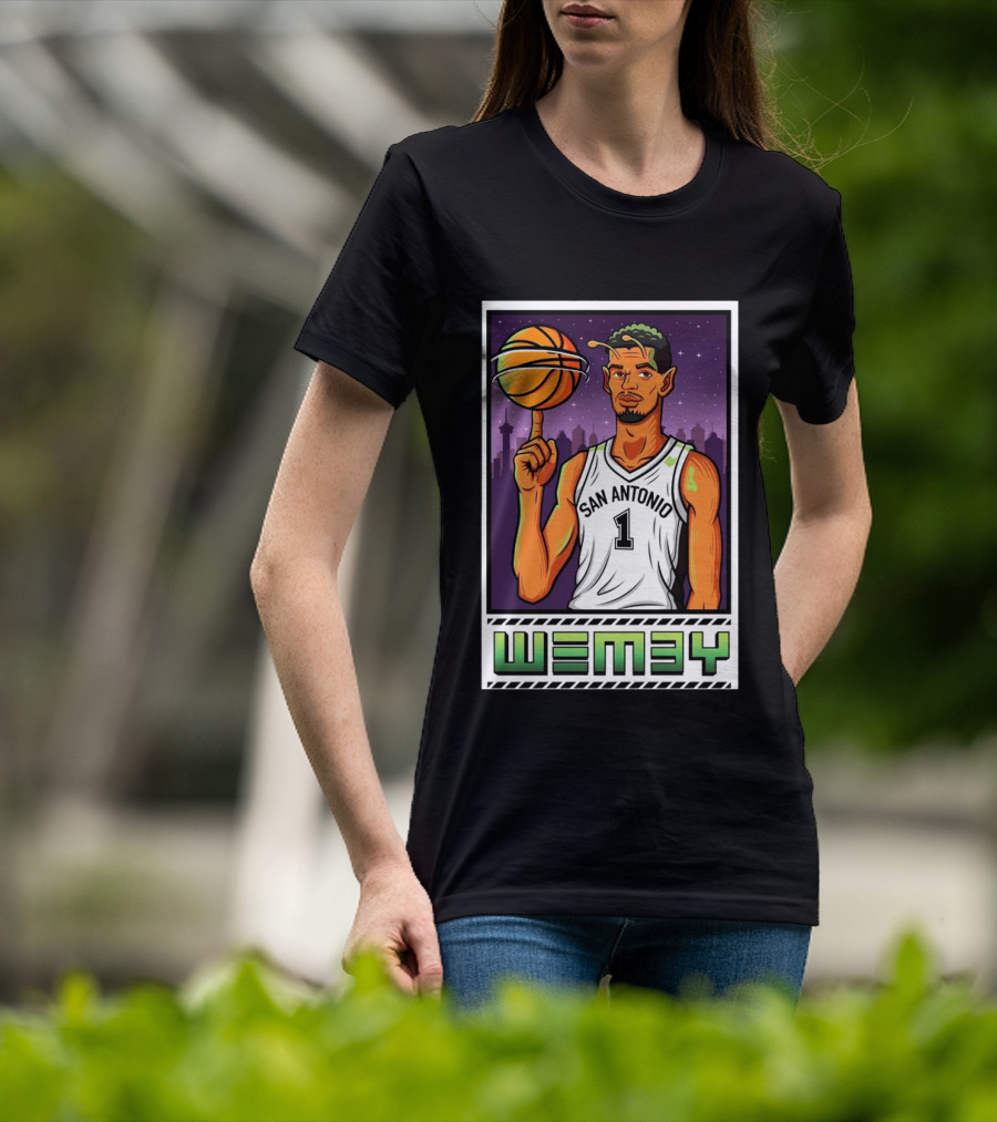 Wembanyama San Antonio Spurs Wemby Giclee Basketball Star Number 1 T-Shirt