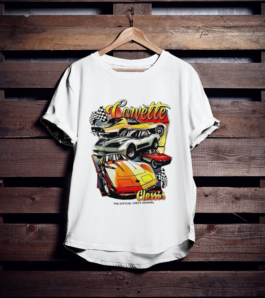 Corvette Classics The Official Chevy Original Cars Racing Flags T-Shirt