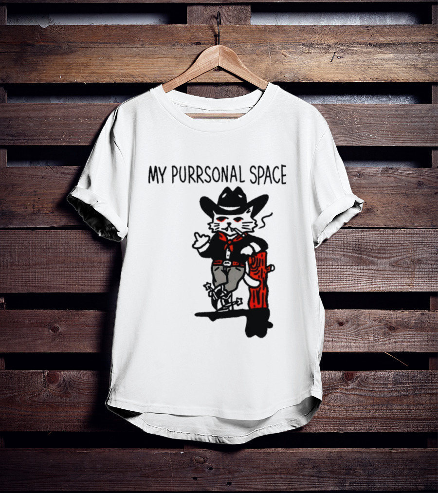 Cowboy Cat Smoking My Purrsonal Space Cartoon Western T-Shirt