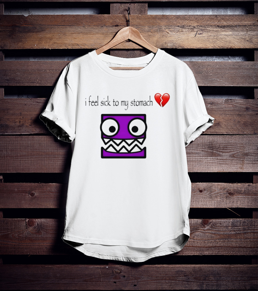 Geometry Dash I Feel Sick To My Stomach Broken Heart Pixel Art Monster T-Shirt