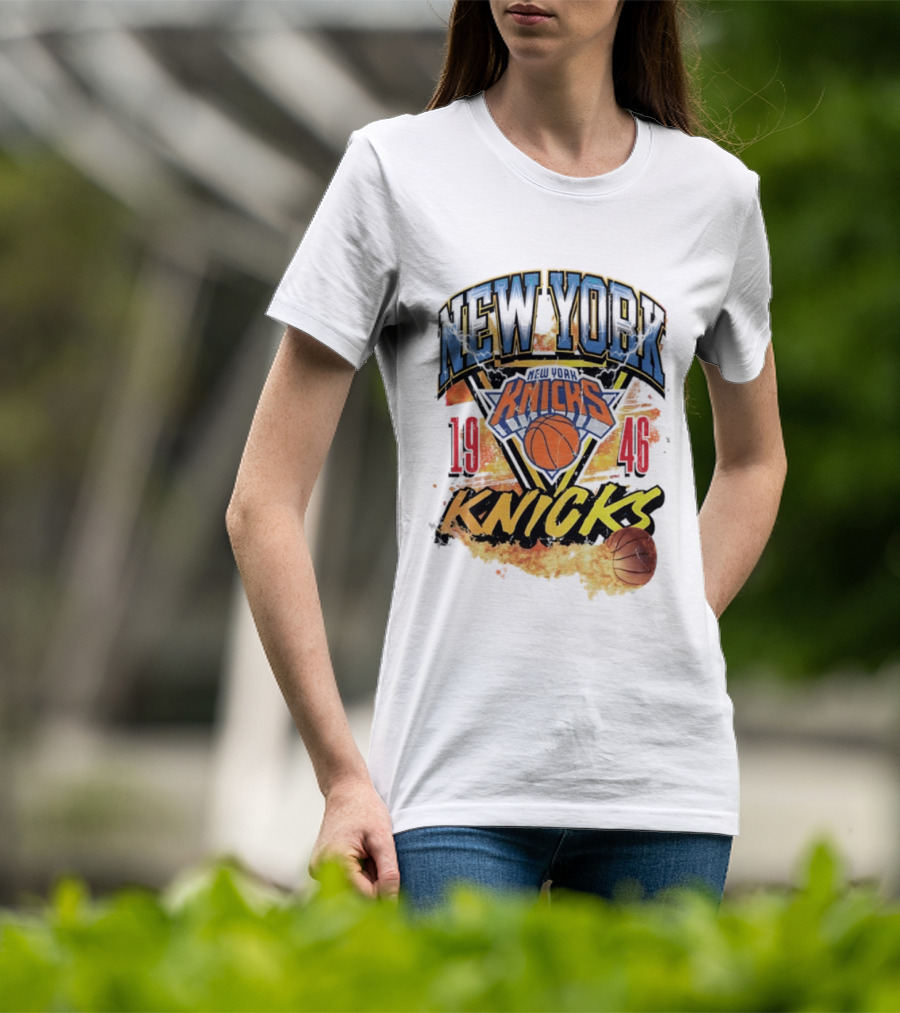 New York Knicks 1946 Basketball On Fire T-Shirt