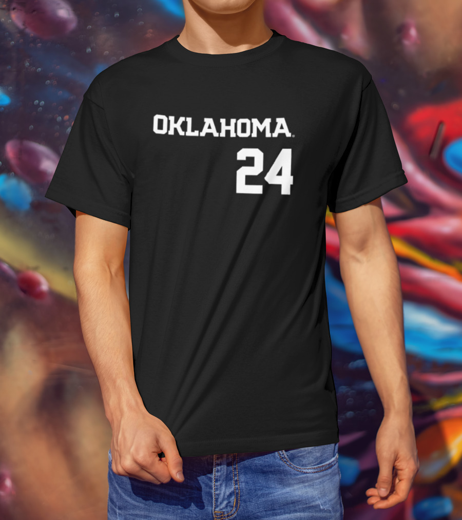 Oklahoma 24 Audrey Lowry Sooners Softball Name And Number Two Sided T-Shirt