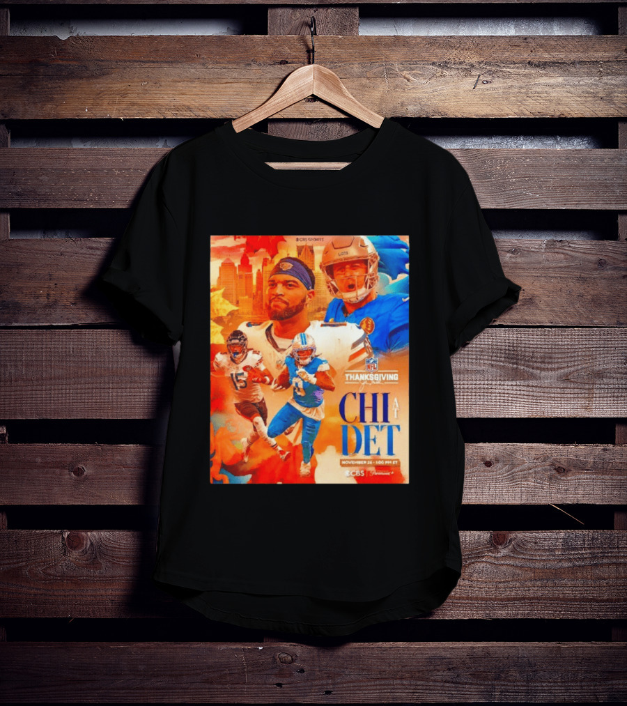 NFL Thanksgiving Day Game Chicago Bears Vs Detroit Lions Nov 26 CBS Sports T-Shirt