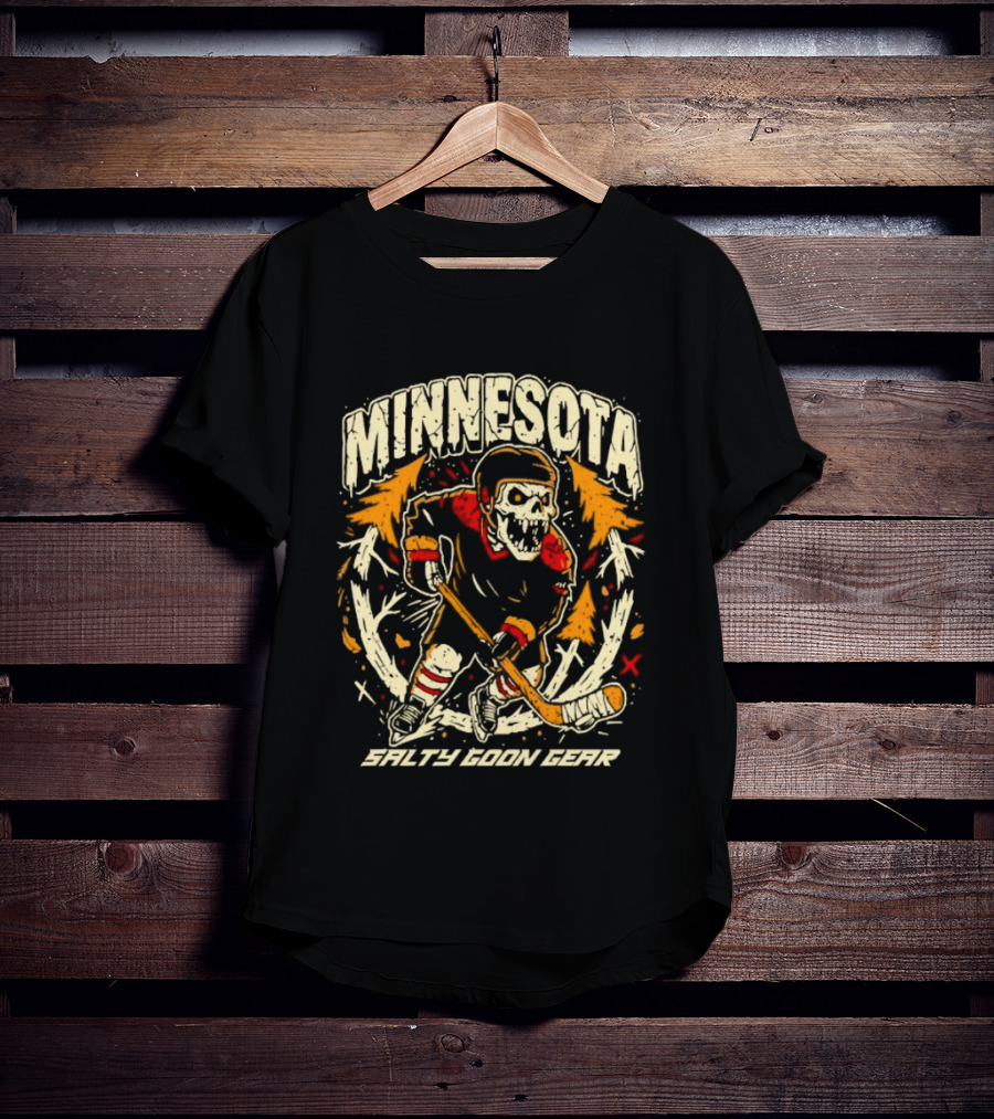 Minnesota Wild Salty Goon Hockey Skeleton T-Shirt