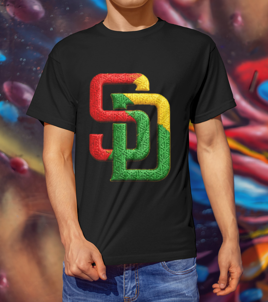 Padres African American Heritage 2026 Giveaway SD Red Gold Green T-Shirt