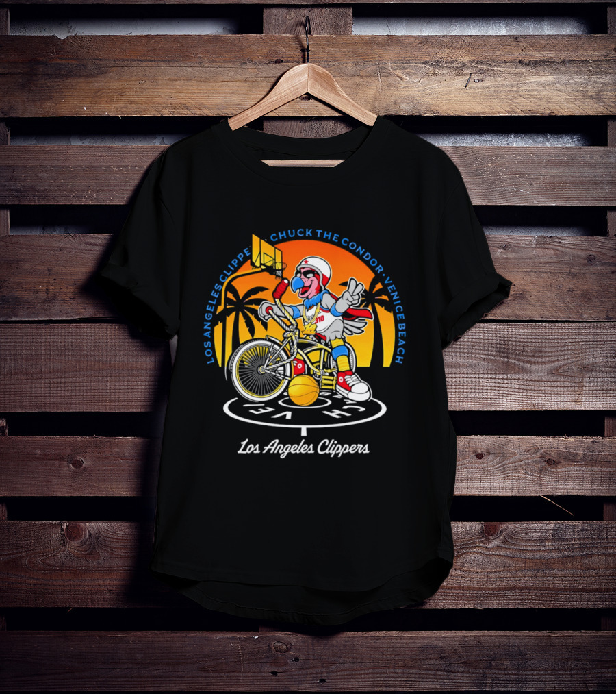 Los Angeles Clippers Chuck The Condor Venice Beach Bicycle Sunset T-Shirt
