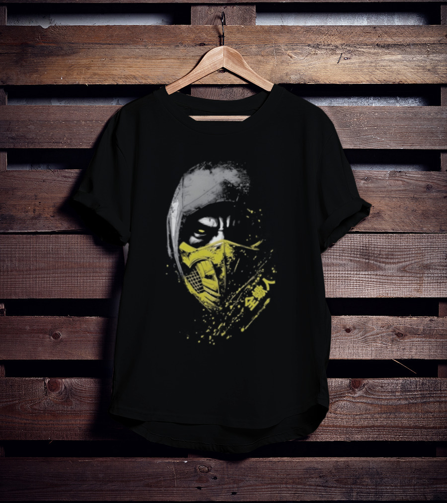 Scorpion Get Over Here Mortal Kombat Classic Yellow Mask T-Shirt