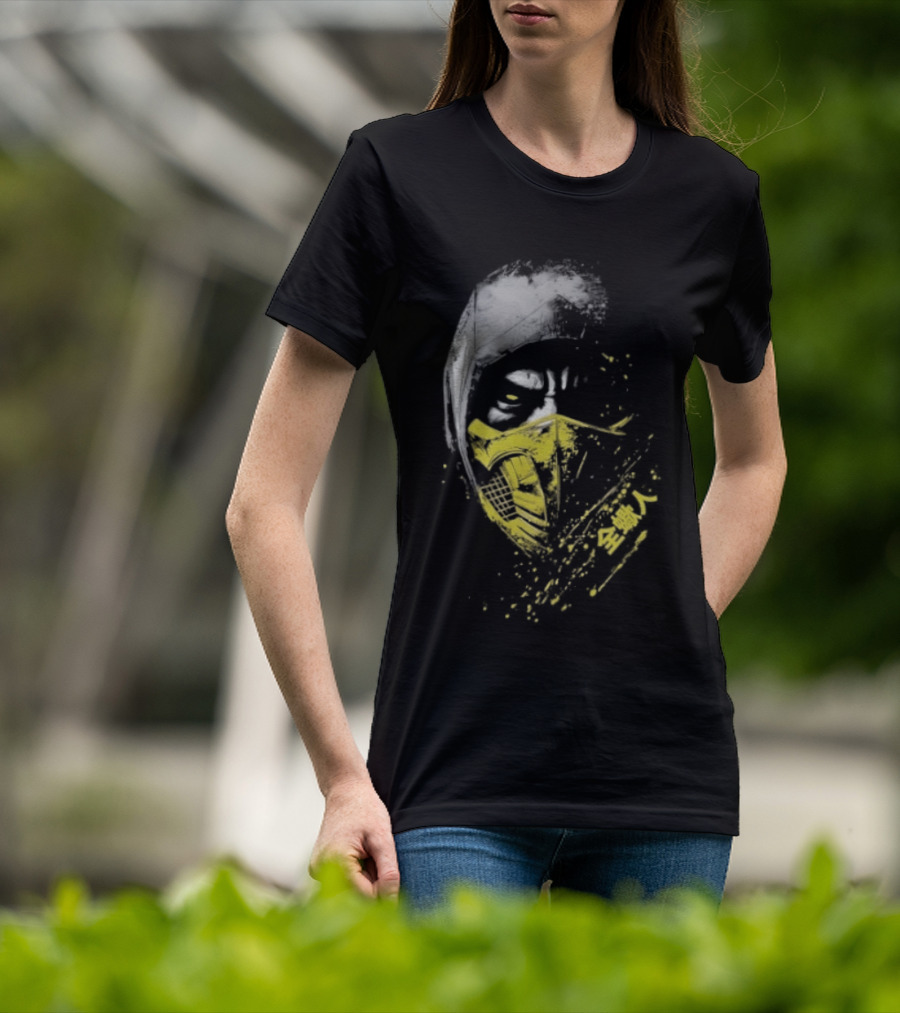 Scorpion Get Over Here Mortal Kombat Classic Yellow Mask T-Shirt