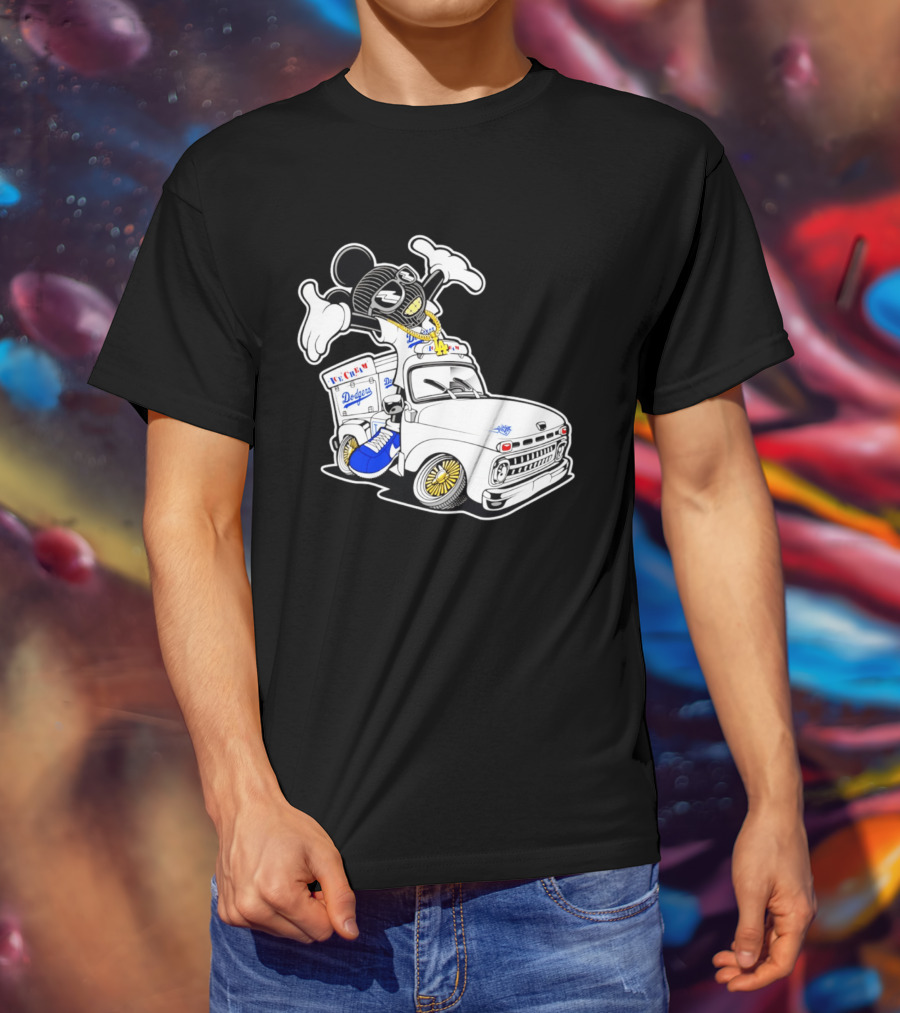 Los Angeles Dodgers Mickey Ice Cream Truck Sneaker Chain T-Shirt