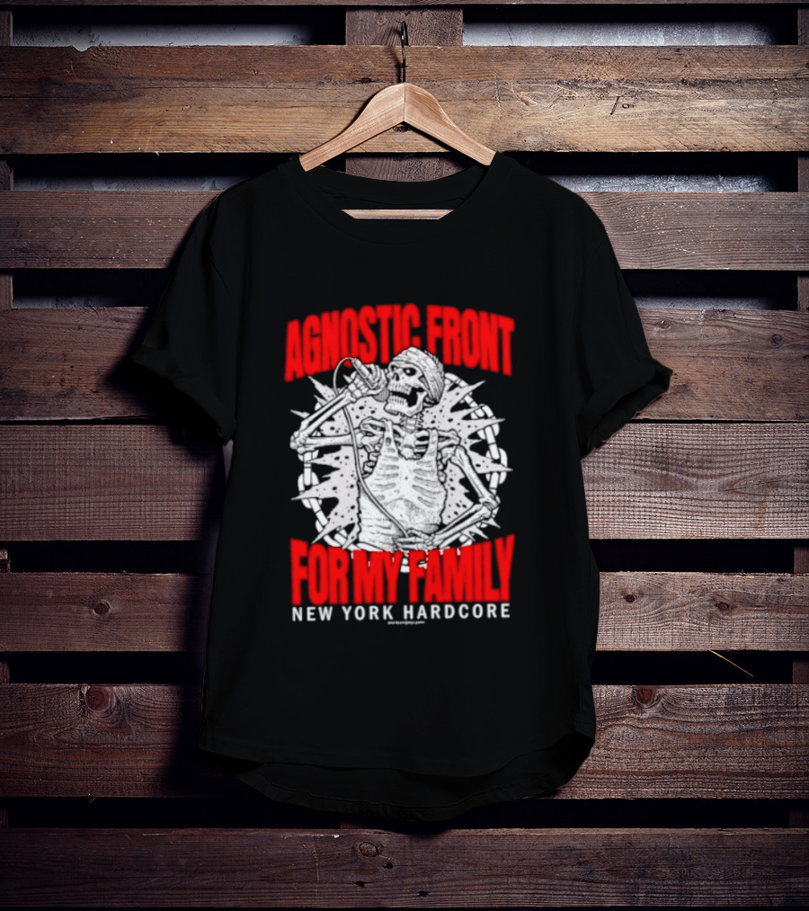 Agnostic Front Skeleton For My Family New York Hardcore T-Shirt