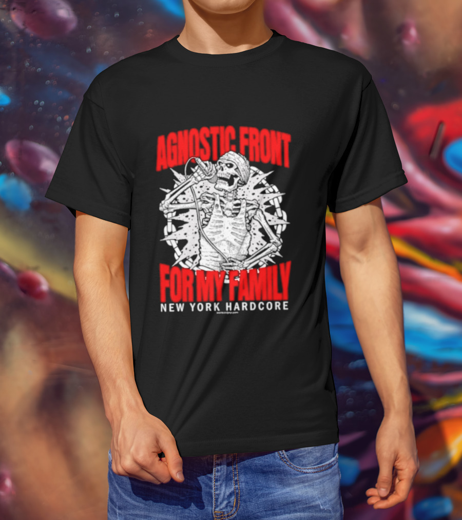 Agnostic Front Skeleton For My Family New York Hardcore T-Shirt
