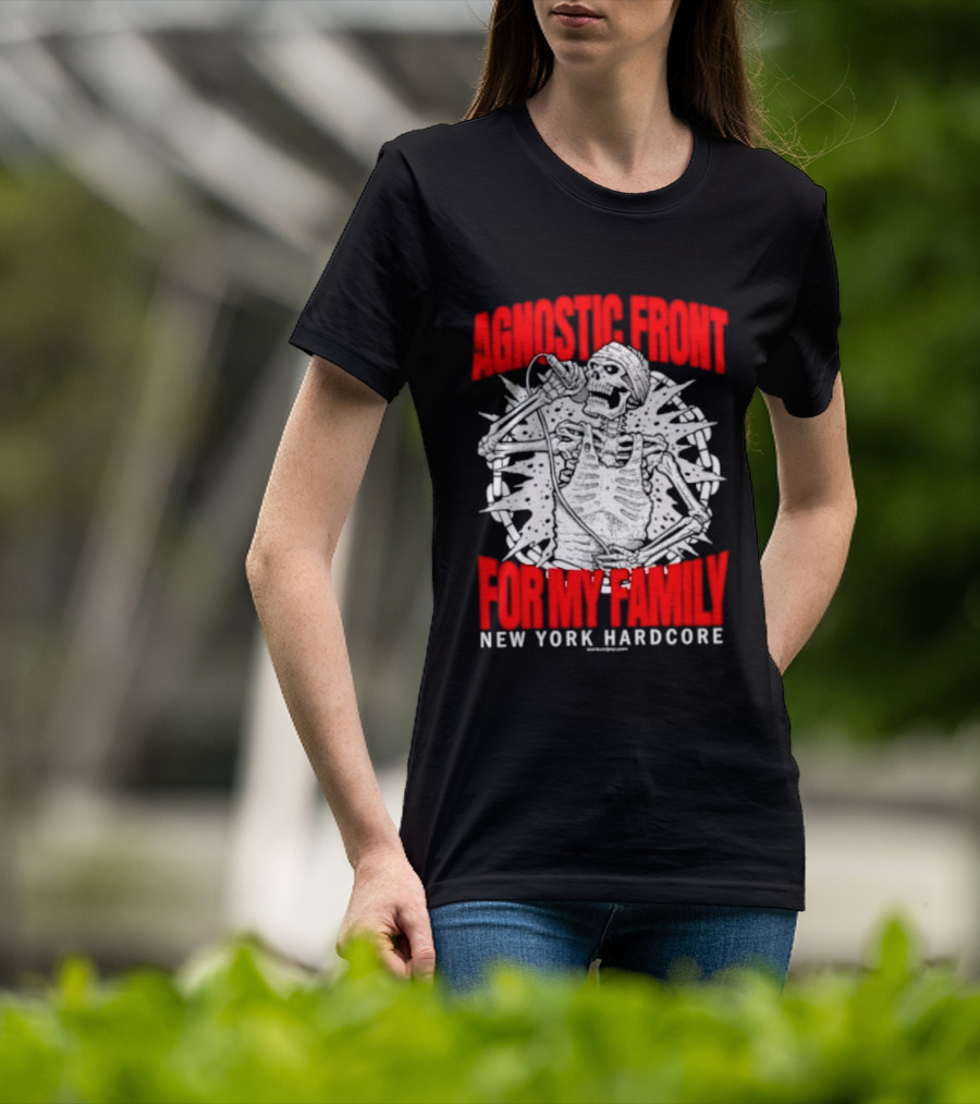 Agnostic Front Skeleton For My Family New York Hardcore T-Shirt