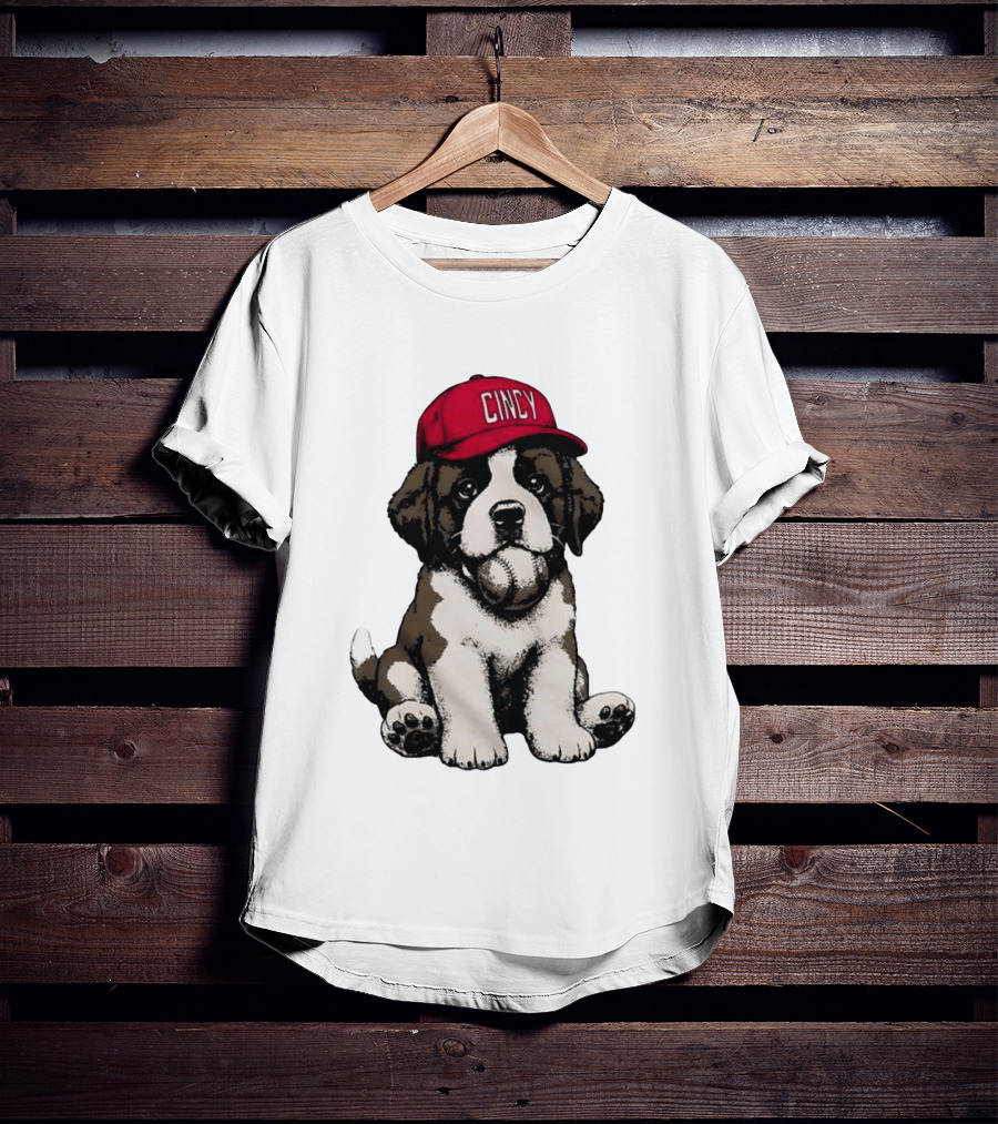 Cincinnati Reds Cincy Puppy Baseball Hat T-Shirt