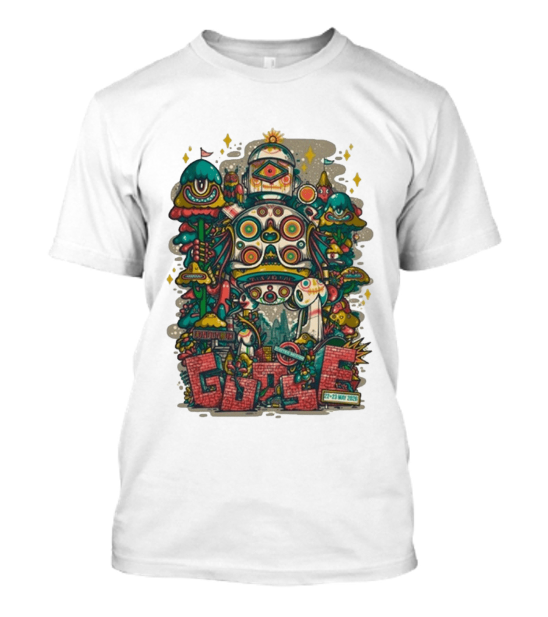 Goose London UK Tour May 22 23 2026 Psychedelic Robot Mushroom T-Shirt