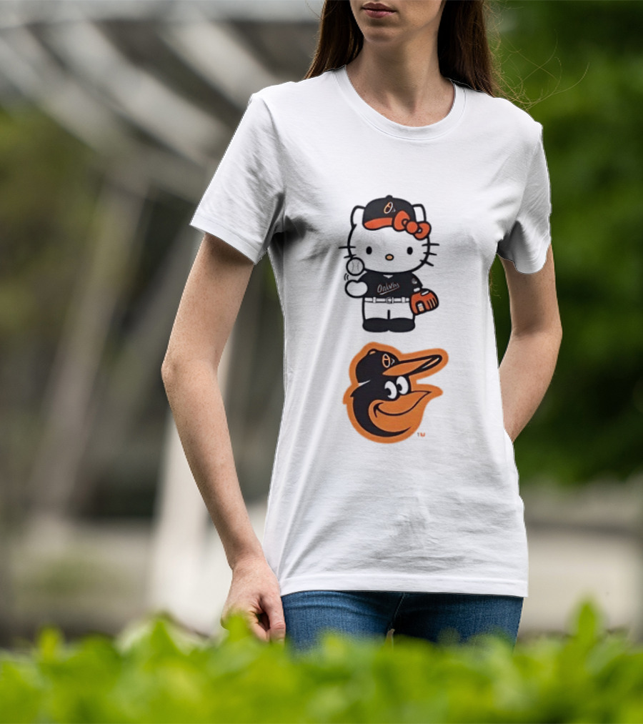 Hello Kitty Baltimore Orioles Baseball Fan Merchandise T-Shirt