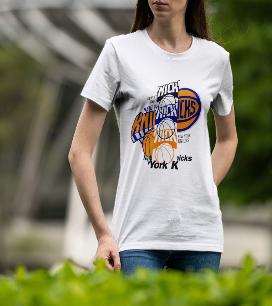New York Knicks Basketball Collage Fragmented T-Shirt
