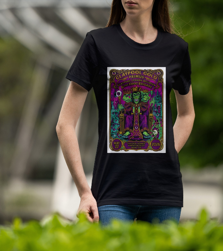 GLAYPOOL GOLD PRIMUS Frog Brigade May 22 2026 Bend OR Hayden Homes Amphitheater T-Shirt
