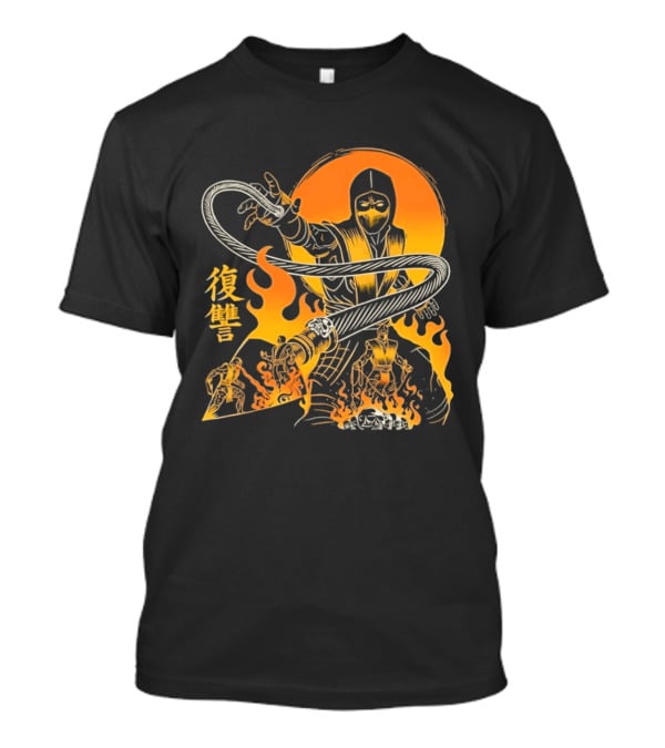 Scorpion Mortal Kombat Hellbound Wrath Kanji Flames T-Shirt