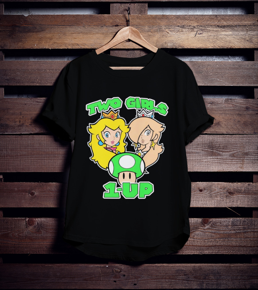 Two Girls 1 Up Mushroom Princesses Gaming T-Shirt