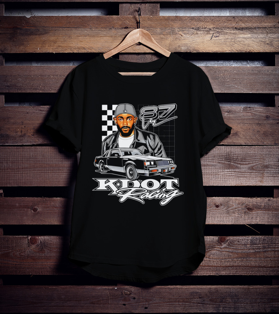 Kdot Racing 87 Vintage Car And Checkered Flag T-Shirt