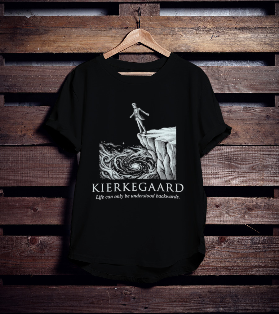 Kierkegaard Life Can Only Be Understood Backwards Cliff Edge T-Shirt