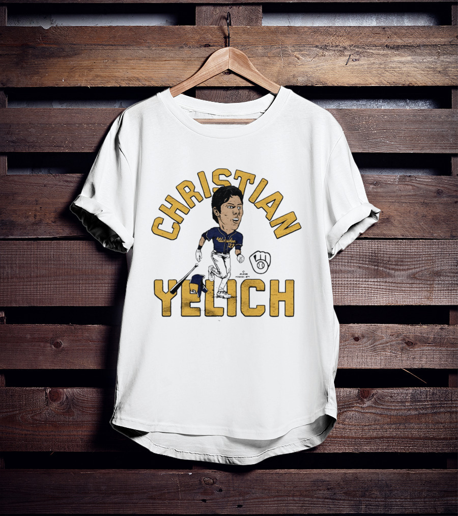 Christian Yelich Milwaukee Brewers Caricature Tri Blend T-Shirt