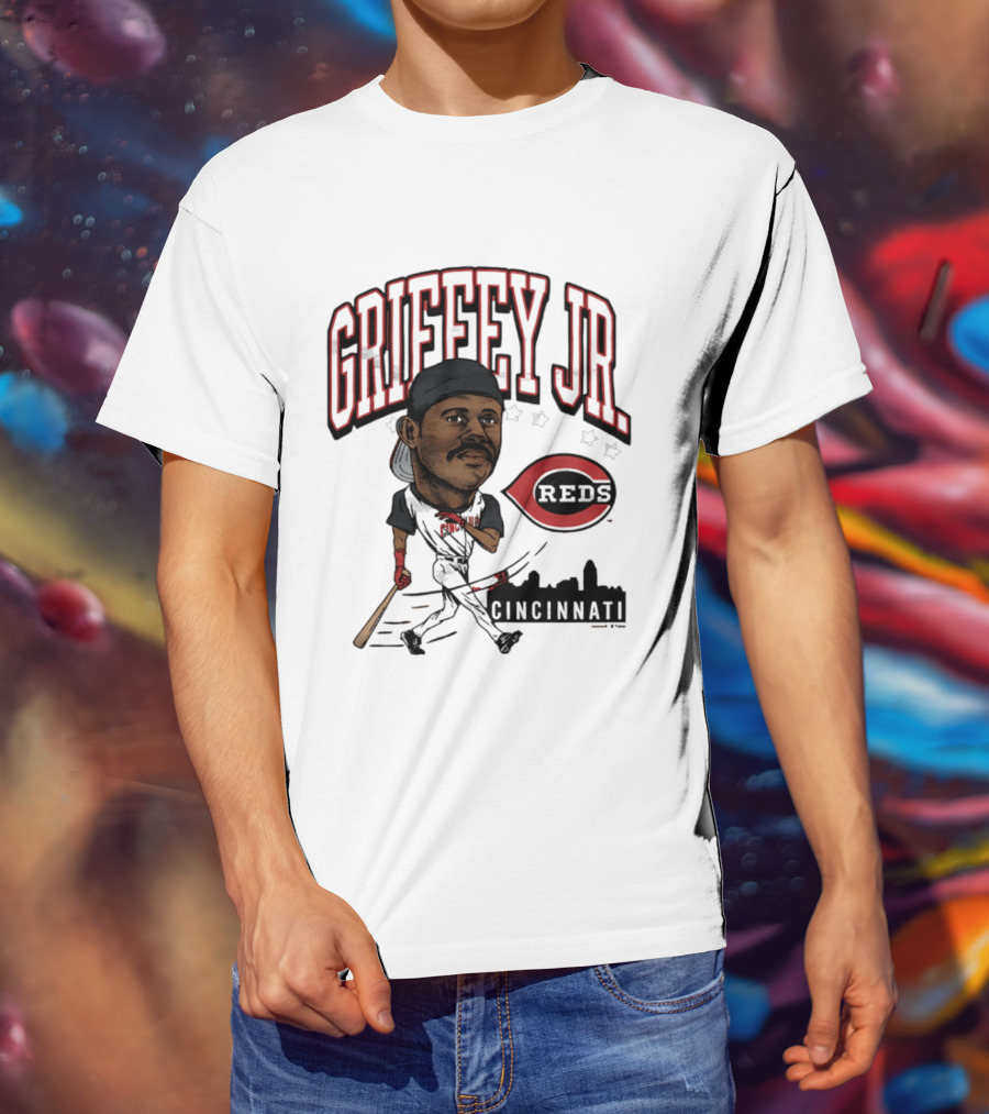 Cincinnati Reds Griffey Jr Caricature Tri Blend T-Shirt