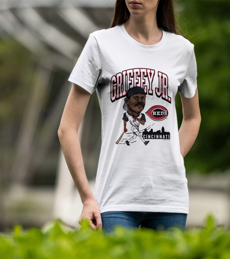Cincinnati Reds Griffey Jr Caricature Tri Blend T-Shirt