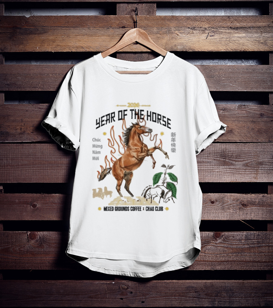 2026 Year Of The Horse Mixed Grounds Coffee Chuc Mung Nam Moi Collaboration T-Shirt