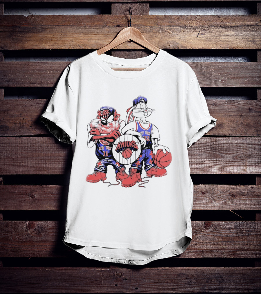 Officila Looney Tunes Bugs Bunny Taz Knicks NYK Basketball T-Shirt