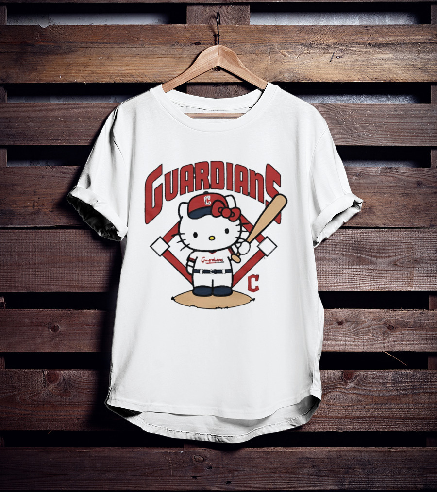Hello Kitty Cleveland Guardians MLB 2026 Cartoon Collaboration T-Shirt