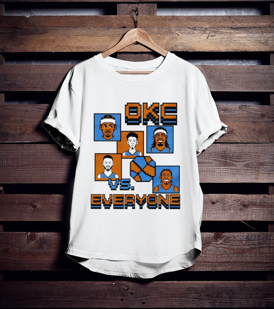 Oklahoma City Thunder OKC Vs Everyone 8 Bit Basketball Pixel Art Characters T-Shirt