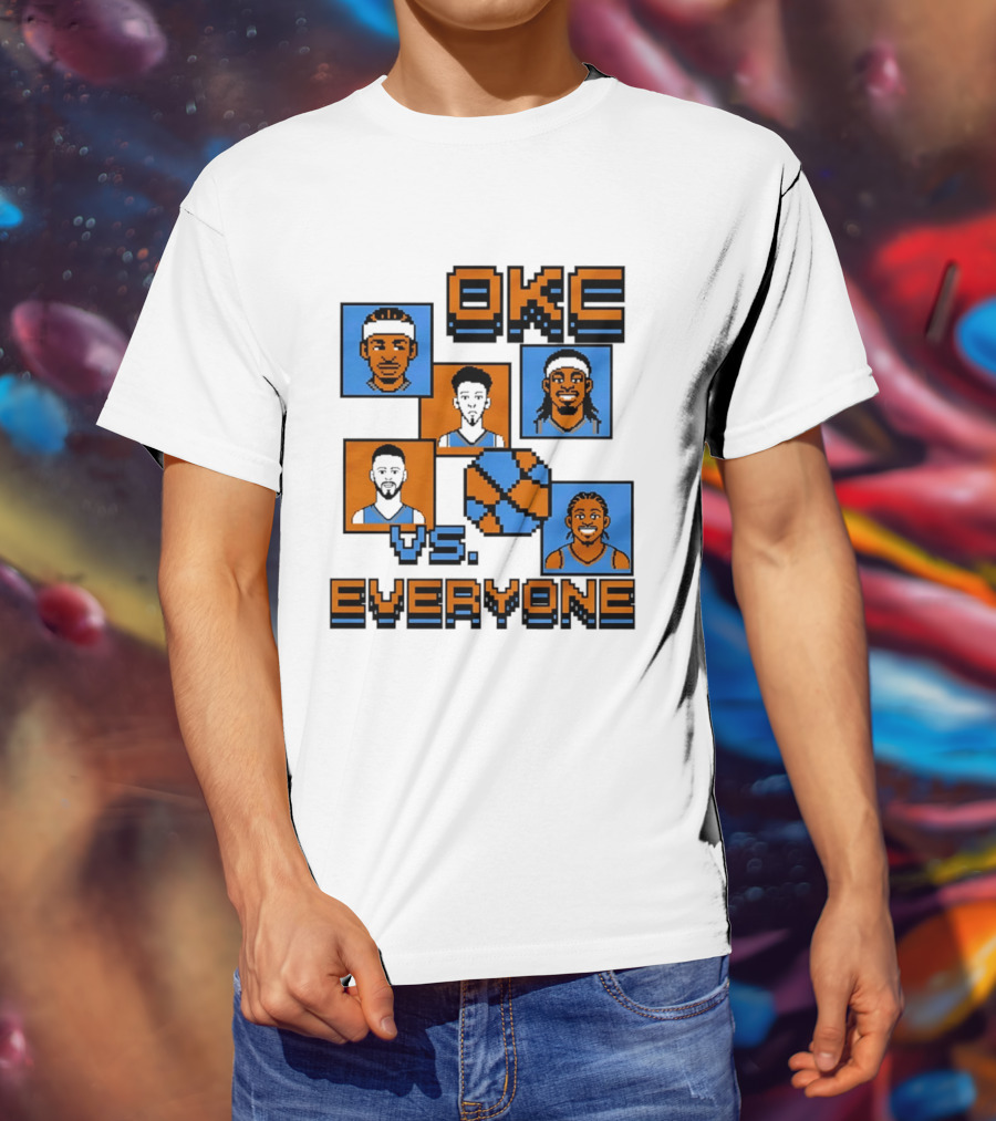 Oklahoma City Thunder OKC Vs Everyone 8 Bit Basketball Pixel Art Characters T-Shirt