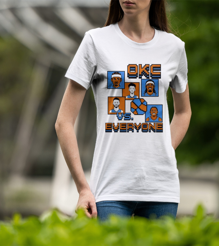 Oklahoma City Thunder OKC Vs Everyone 8 Bit Basketball Pixel Art Characters T-Shirt