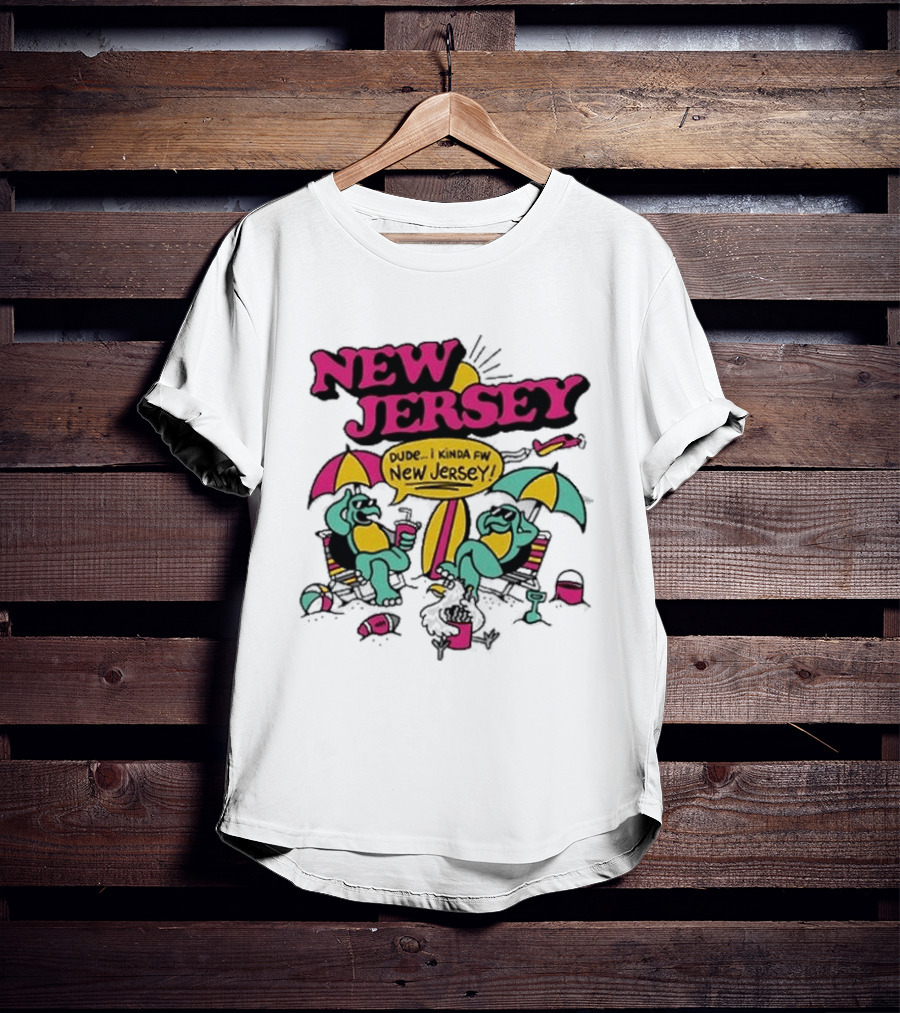 New Jersey 2026 Vibe Cartoon Relaxing Beach Chill Fun T-Shirt