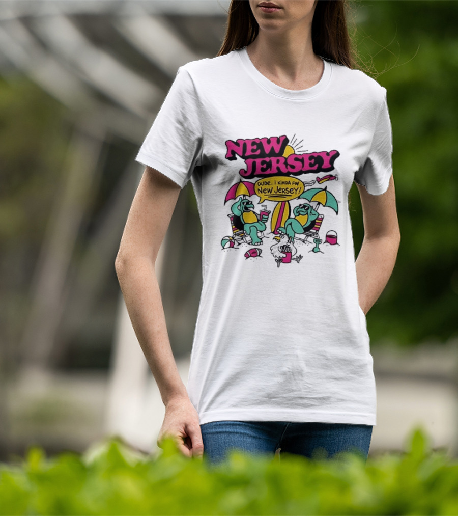 New Jersey 2026 Vibe Cartoon Relaxing Beach Chill Fun T-Shirt