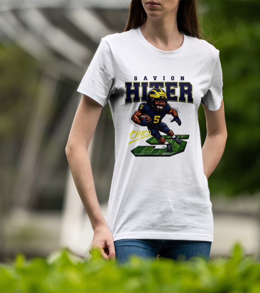 Savion Hiter Michigan Football Cinco 5 Mascot Caricature T-Shirt