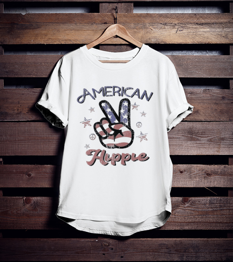 Peace Sign Stars And Stripes American Hippie T-Shirt