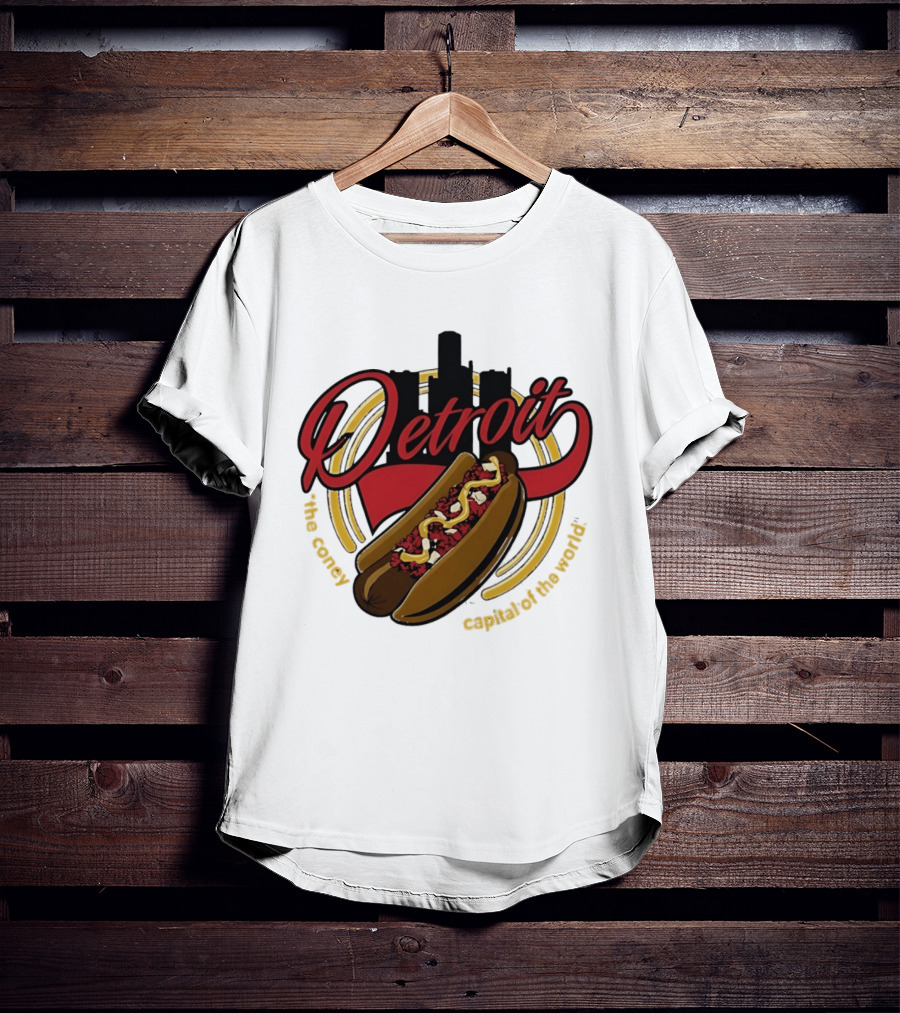 Detroit The Coney Capital Of The World Hot Dog Skyline T-Shirt