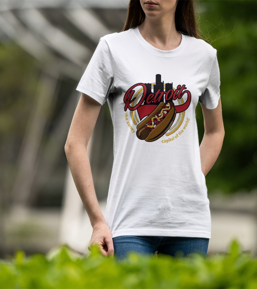 Detroit The Coney Capital Of The World Hot Dog Skyline T-Shirt