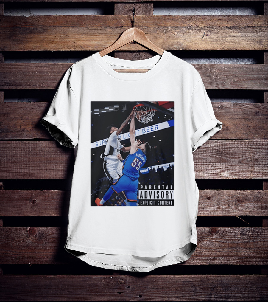 Parental Advisory Explicit Content Dunk Contest New York Knicks Mitchell Robinson Basketball Photo T-Shirt