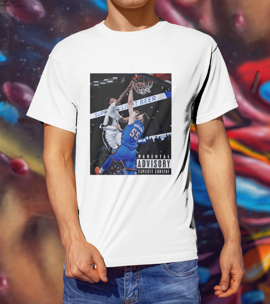 Parental Advisory Explicit Content Dunk Contest New York Knicks Mitchell Robinson Basketball Photo T-Shirt