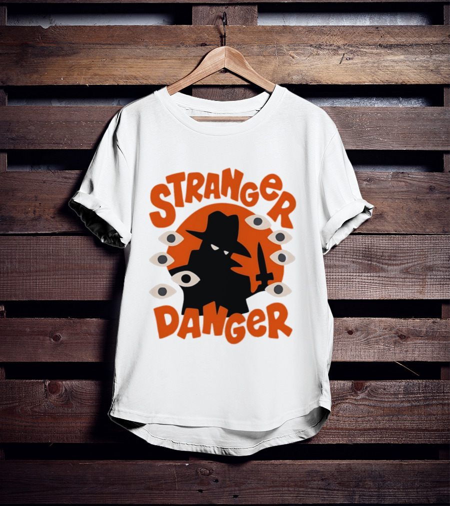 Stranger Danger Mysterious Figure Holding Knife Surrounded By Ing Eyes T-Shirt