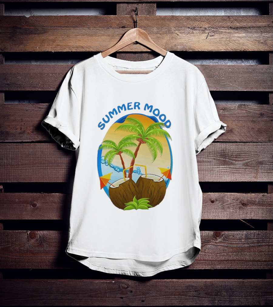 Summer Mood Tropical Palm And Coconut Drink Fiesta T-Shirt