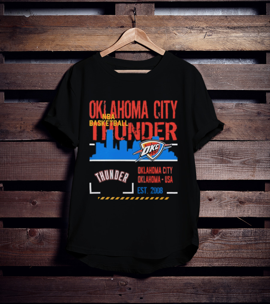 Oklahoma City Thunder NBA Basketball Skyline OKC Est 2008 T-Shirt