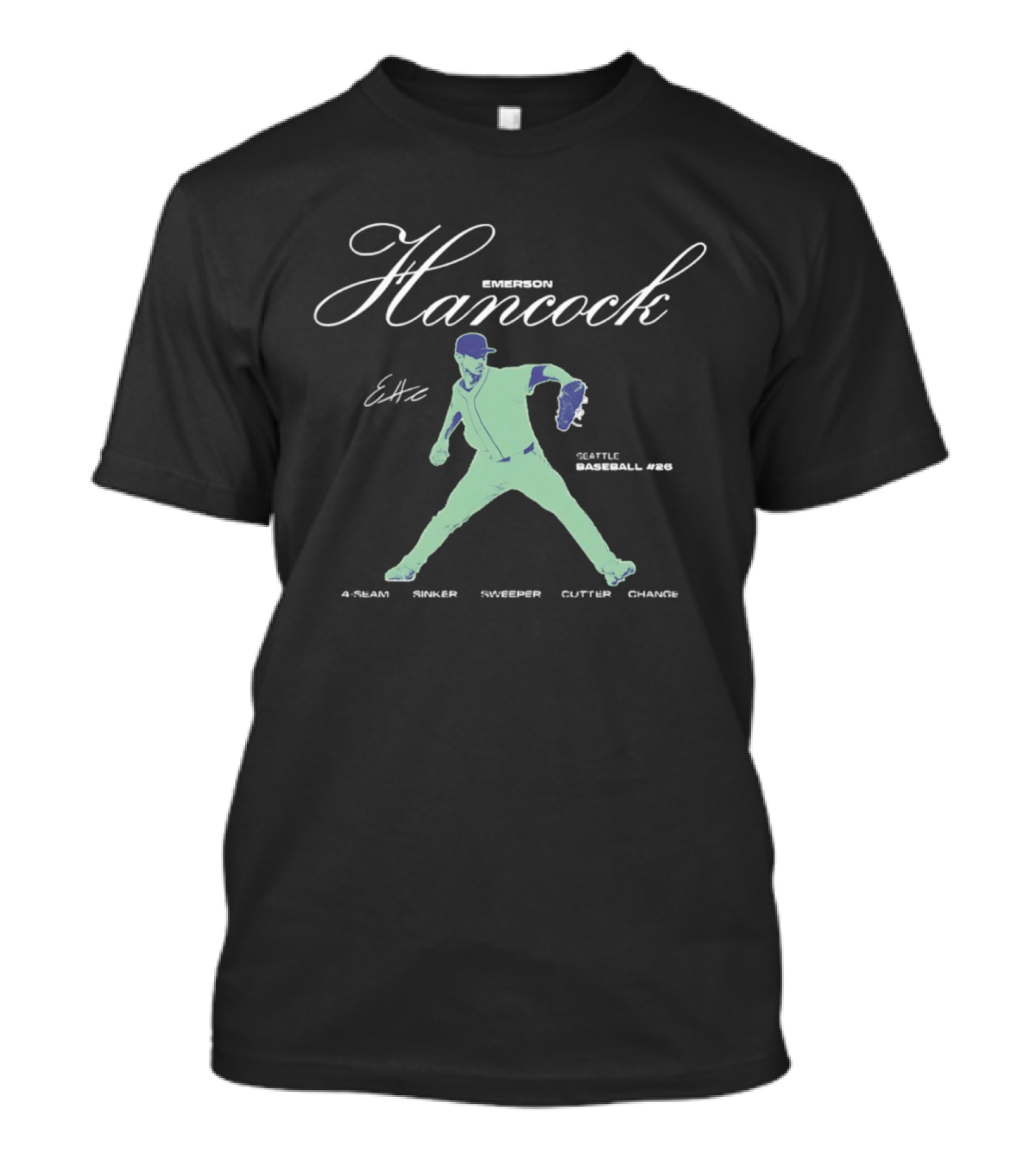 Emerson Hancock Seattle Baseball 4 Seam Sinker Slider Cutter Changeup T-Shirt