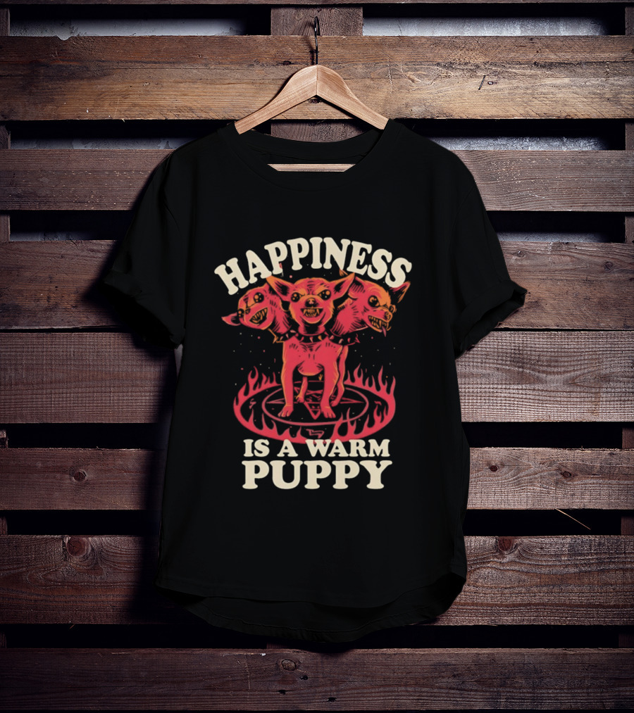 Happiness Is A Warm Three Headed Puppy Cerberus Greek Mythology T-Shirt