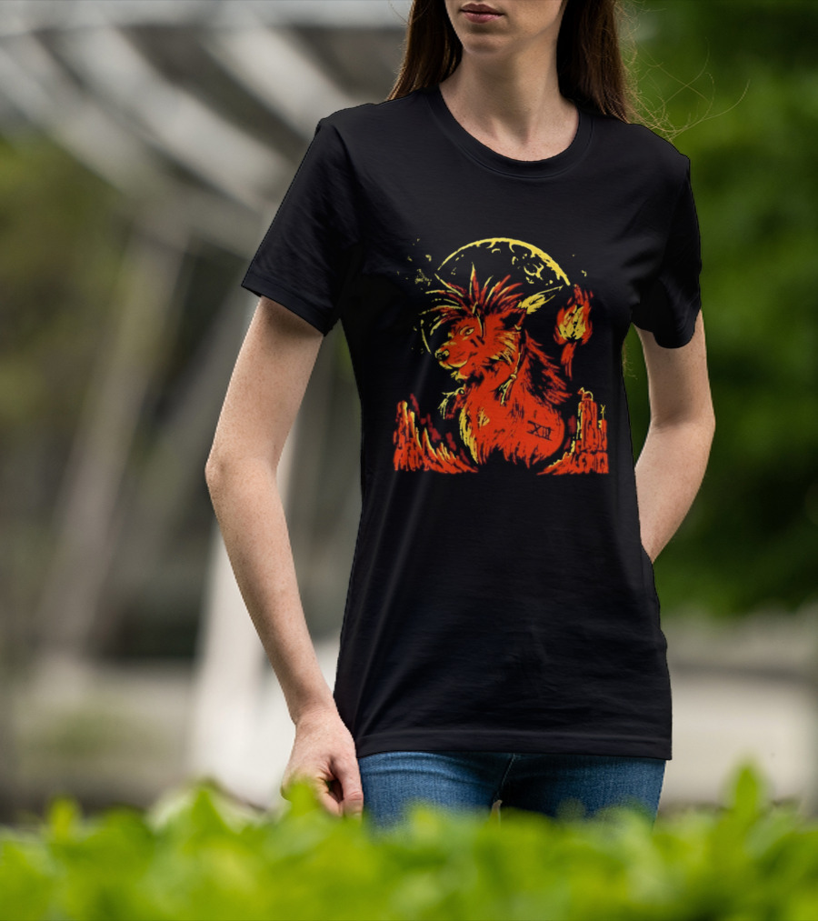 Red XIII Final Fantasy Guardian Of The Canyon Moonlit Fire Aura T-Shirt