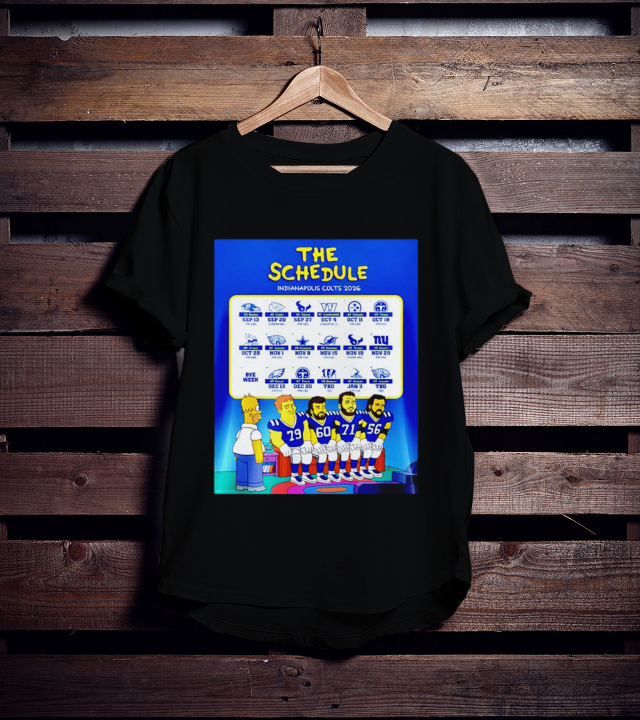 The Schedule Indianapolis Colts 2026 Simpsons Characters NFL Teams Matchups T-Shirt