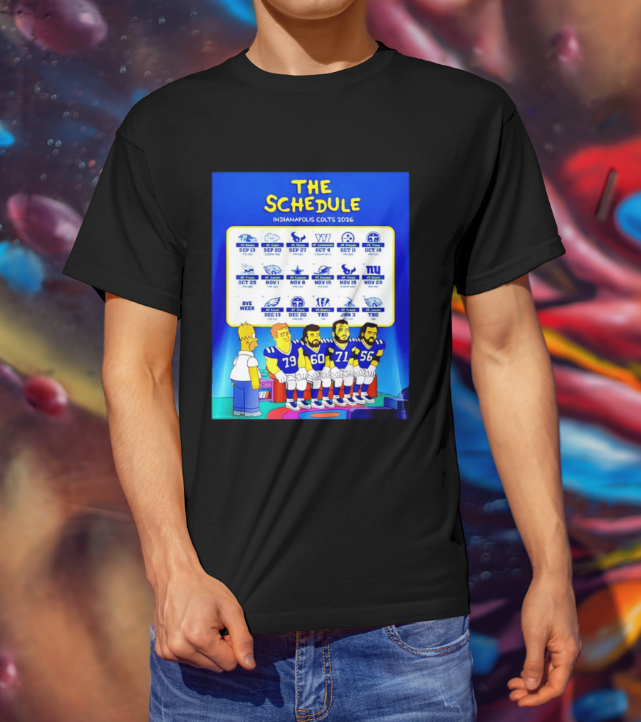 The Schedule Indianapolis Colts 2026 Simpsons Characters NFL Teams Matchups T-Shirt
